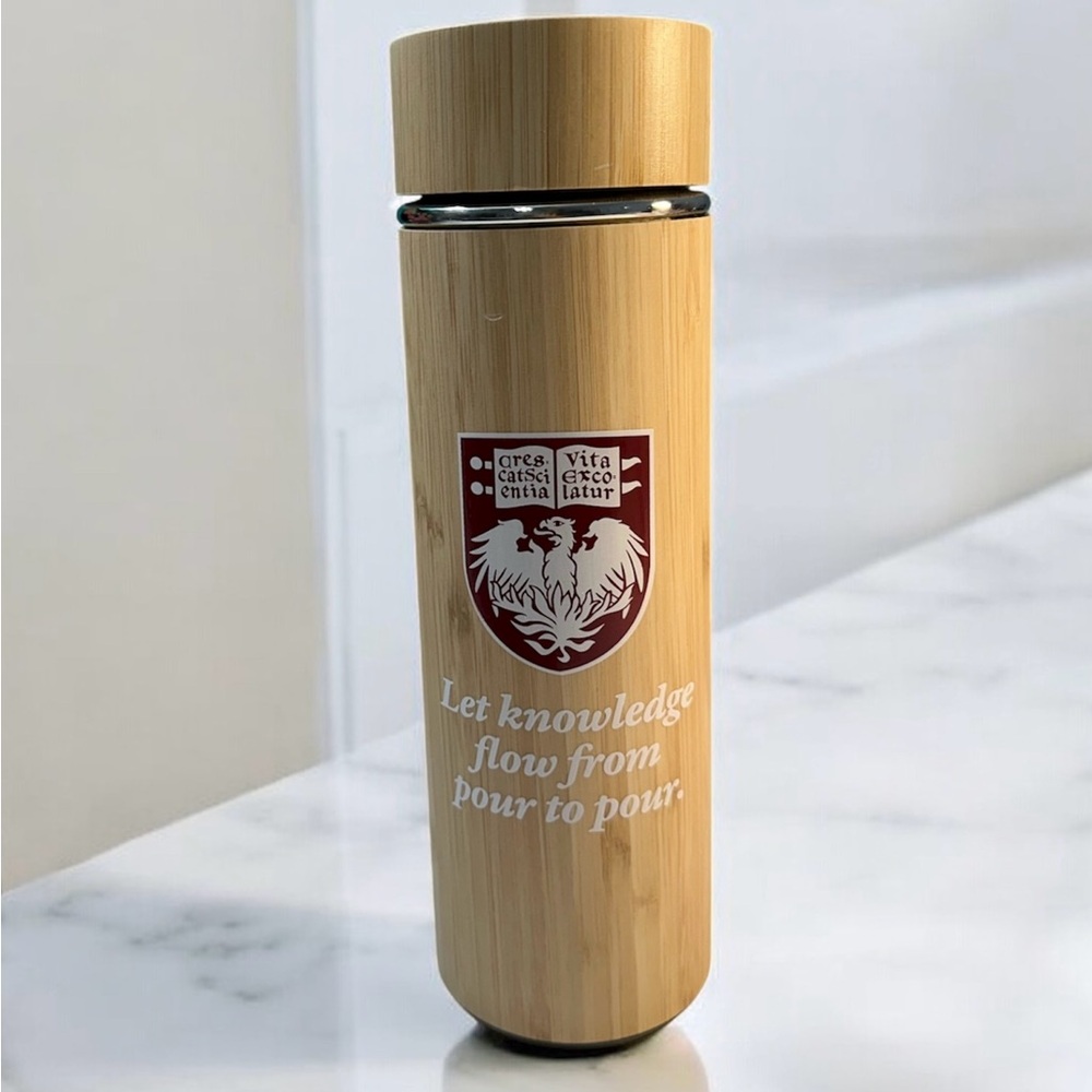 Sleek Custom Wood Wrapped Stainless Steel Vacuum Seal Water Bottle